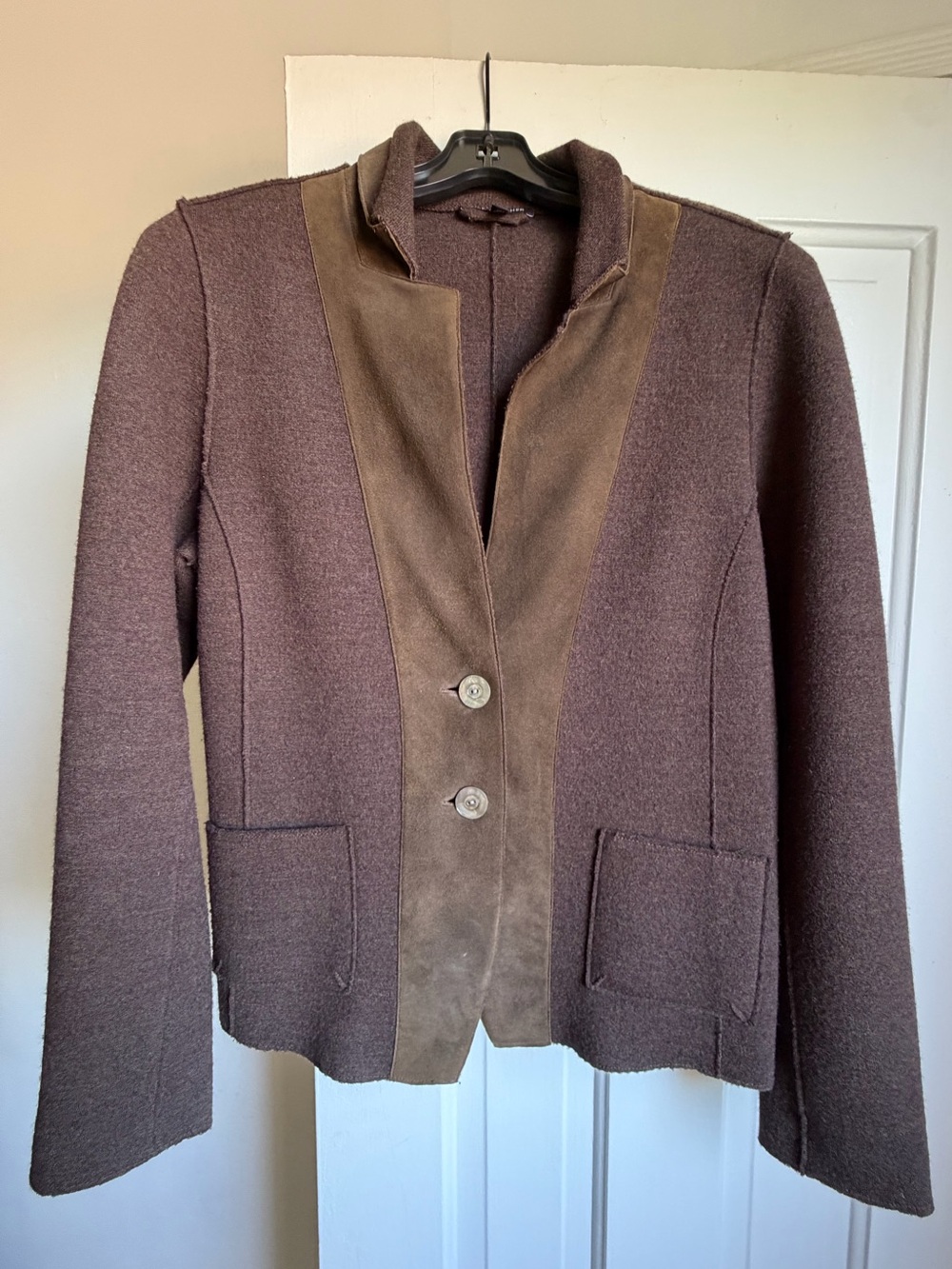 Eileen Fisher Women's Brown Merino Wool/Suede Jacket MP